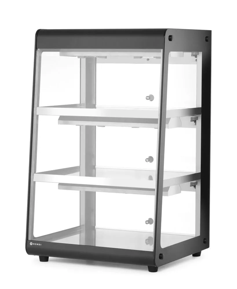 Lämmitettävä pöytävitrine - 3 tasoa
