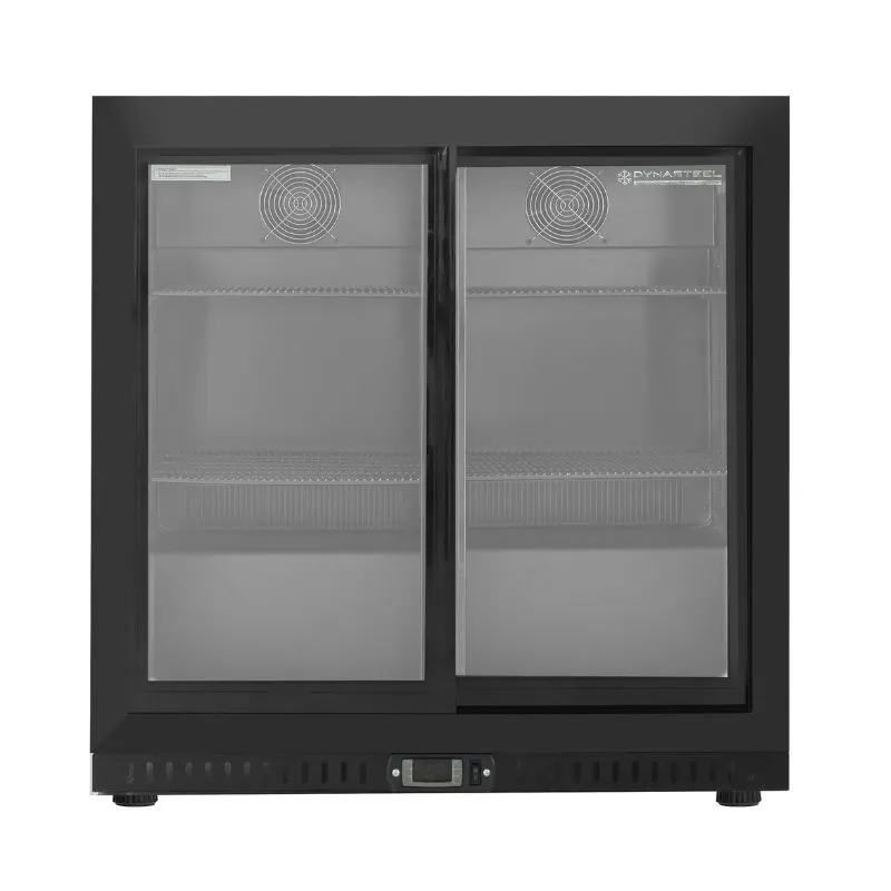 Takabaari Jääkaappi 212 L 2 Liukuovet Lasilla 250 W, Ilmastointi 2/8 °C, Musta, Baari & - Kunnostettu
