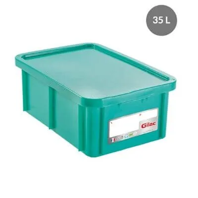 HACCP-säiliö suorakaiteen muotoinen kannella - 35 L - Vihreä