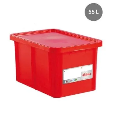 Suorakulmainen säiliö 55 L + Punainen kansi HACCP