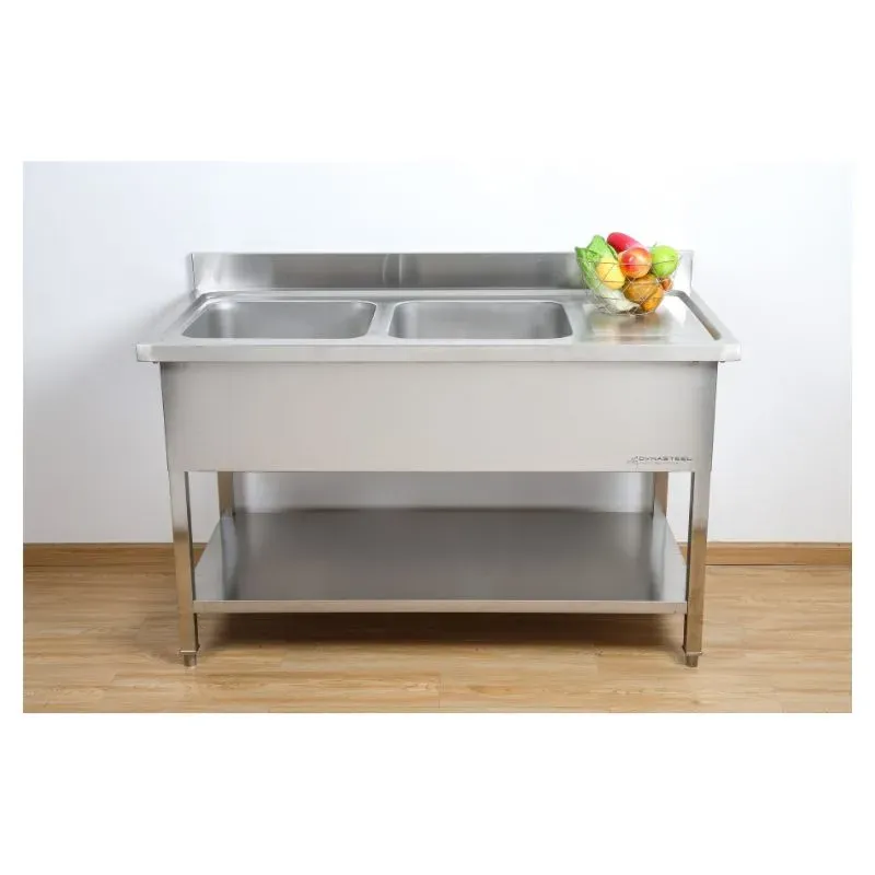 Kaksialtainen pesuallas selkänojalla ja hyllyllä - L 1400 x S 700 mm