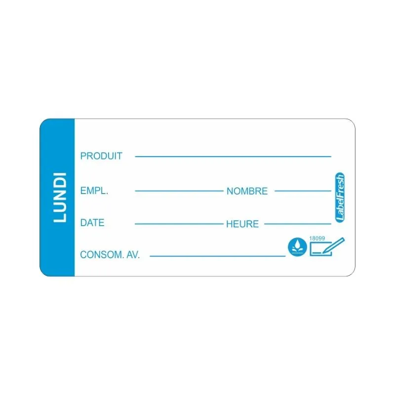 Etiketti jäljitettävyys LabelFresh Soluble Pro - Maanantai - 60 x 30 mm - 250 kpl:n erä