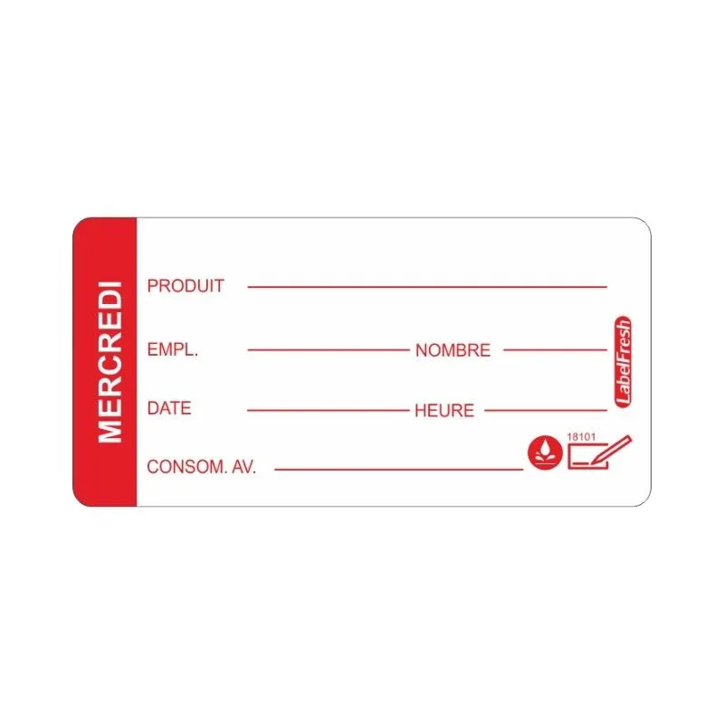 Jäljitettävyystarra LabelFresh Soluble Pro - Keskiviikko - 60 x 30 mm - Erä 250
