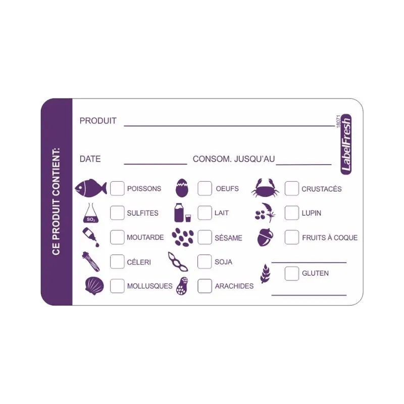 Moniallergiateksti LabelFresh-allergeenit - 70 x 45 mm - 500 kpl:n erä