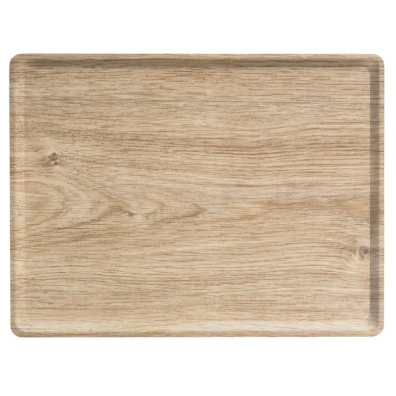 Melamiini Laminoitu Suorakulmainen Tarjotin - 280 x 200 mm - Vaalea Tammi - 20 Kappaleen Sarja