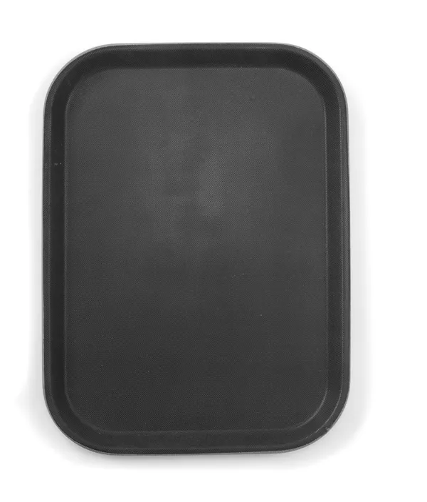 Suorakulmainen musta polypropeenista valmistettu tarjotin - 255 x 355 mm