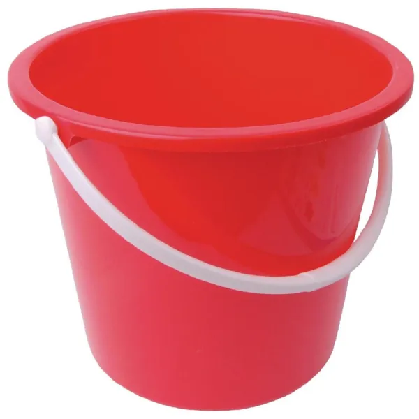 Pyöreä punainen muovinen ämpäri 10 litraa