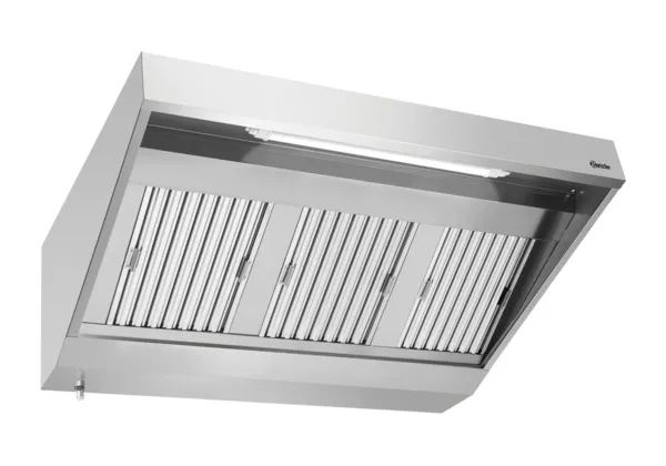 Seinälle asennettava liesituuletin moottorilla ja valaistuksella - L 1500 x S 900 mm