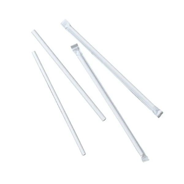 Valkoinen kartonkipilli pakattuna - Ø 6 x 197 mm - 500 kpl:n erä