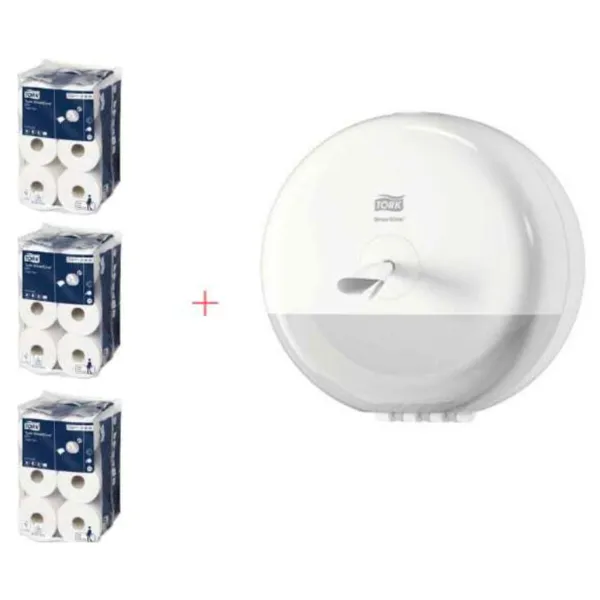 Starter Pack Mini WC-paperin jakelija SmartOne valkoinen ja WC-paperi